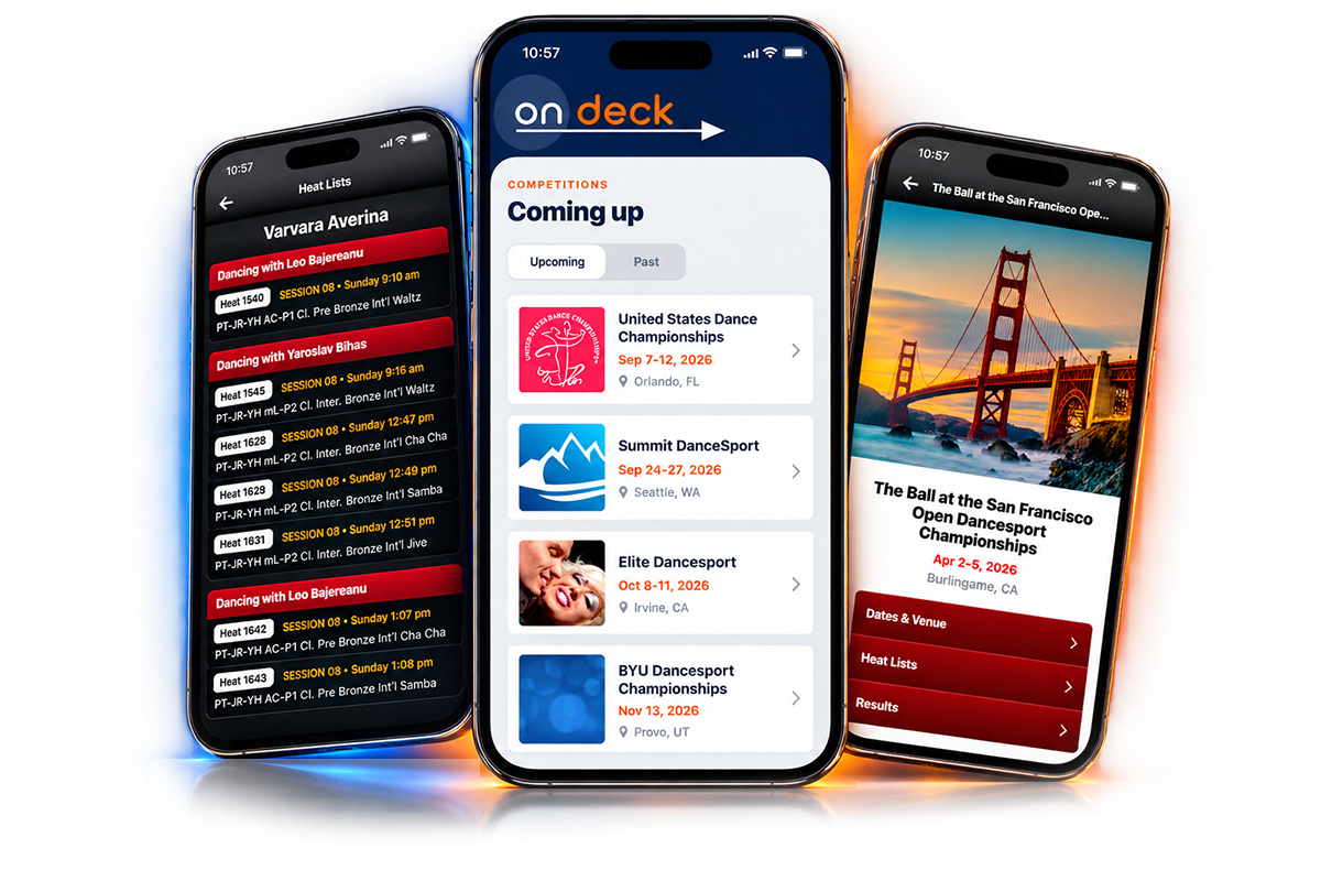 OnDeck app shown on three phones